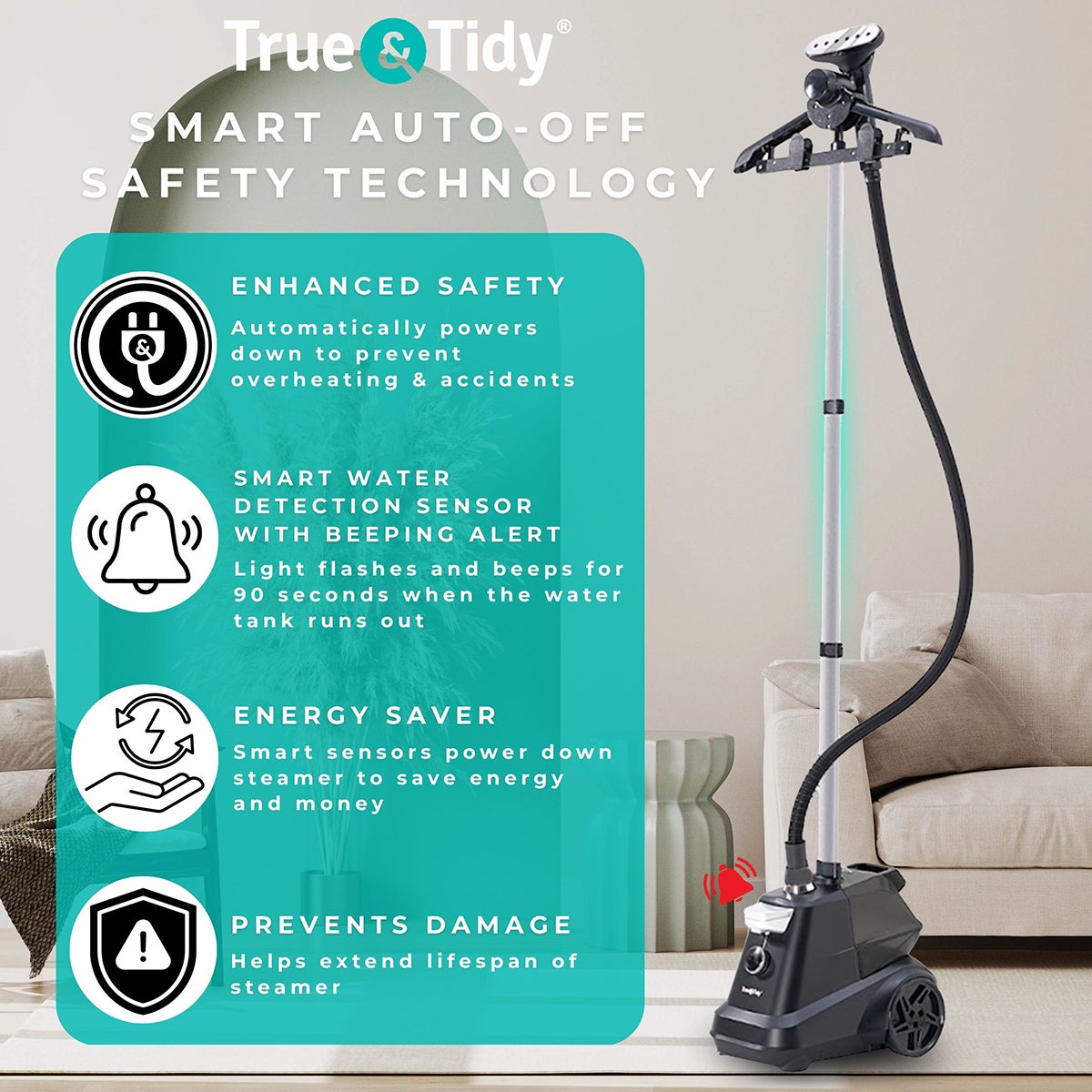 True & Tidy Industrial 1800W Garment Steamer | The Container Store